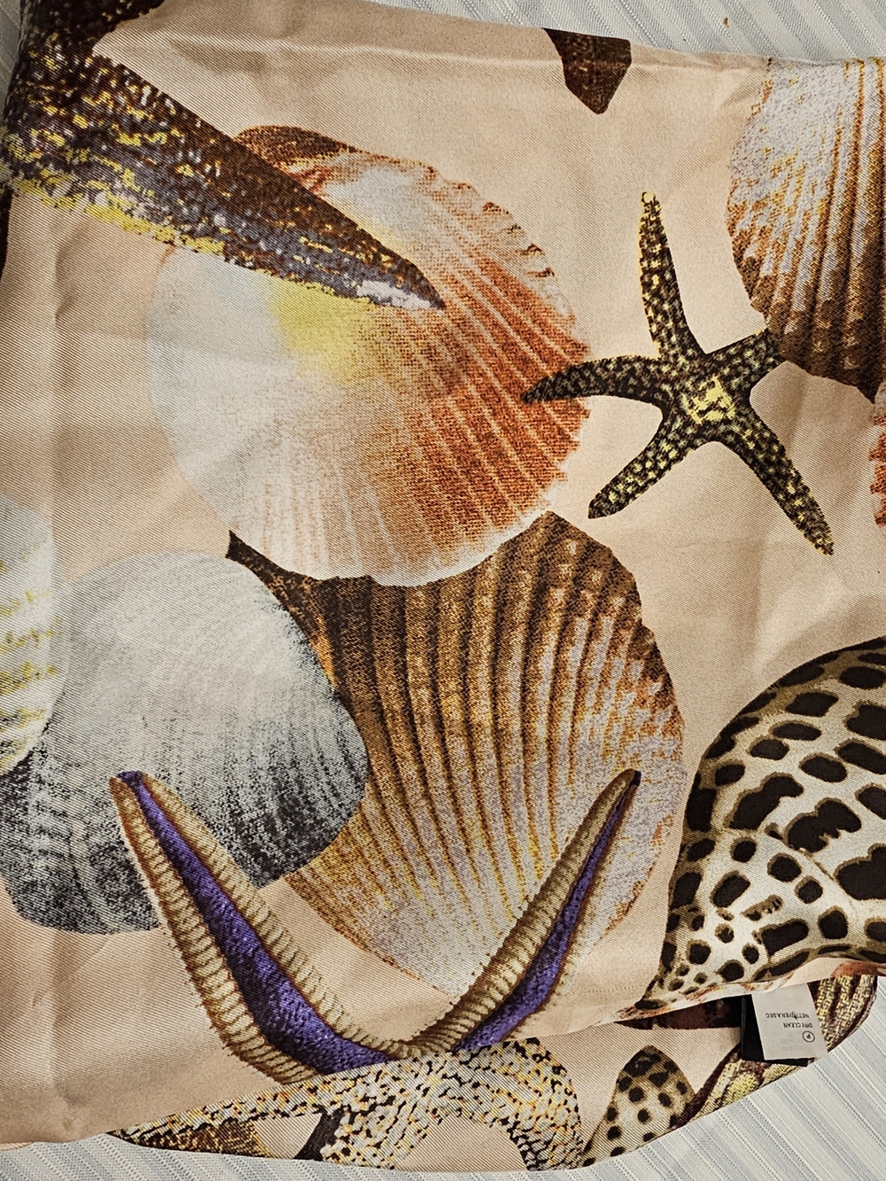 Seashell Print Scarf Wrap in Beige and Purple